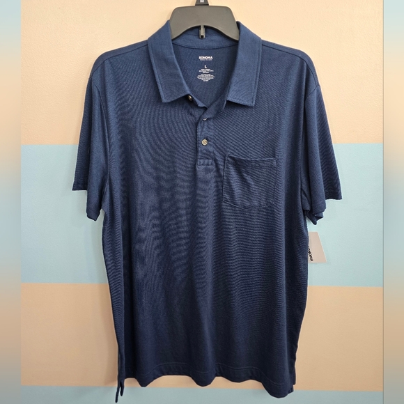NWT Men's Sonoma Short Sleeve Polo Shirt - Navy Blue - Picture 2 of 5
